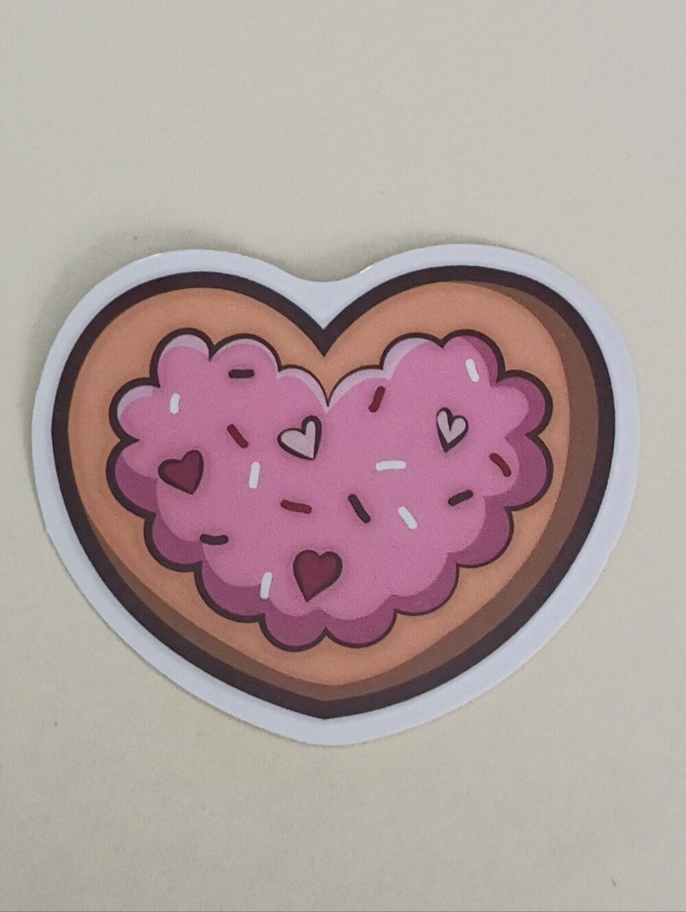 10/$10 Sticker - Sugar Pink Heart Cookie Doughnut Heart Sprinkles
